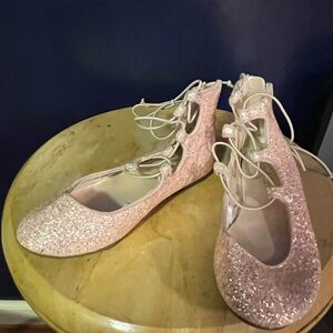 Place Pink Glitter Lace-Up Flats kids